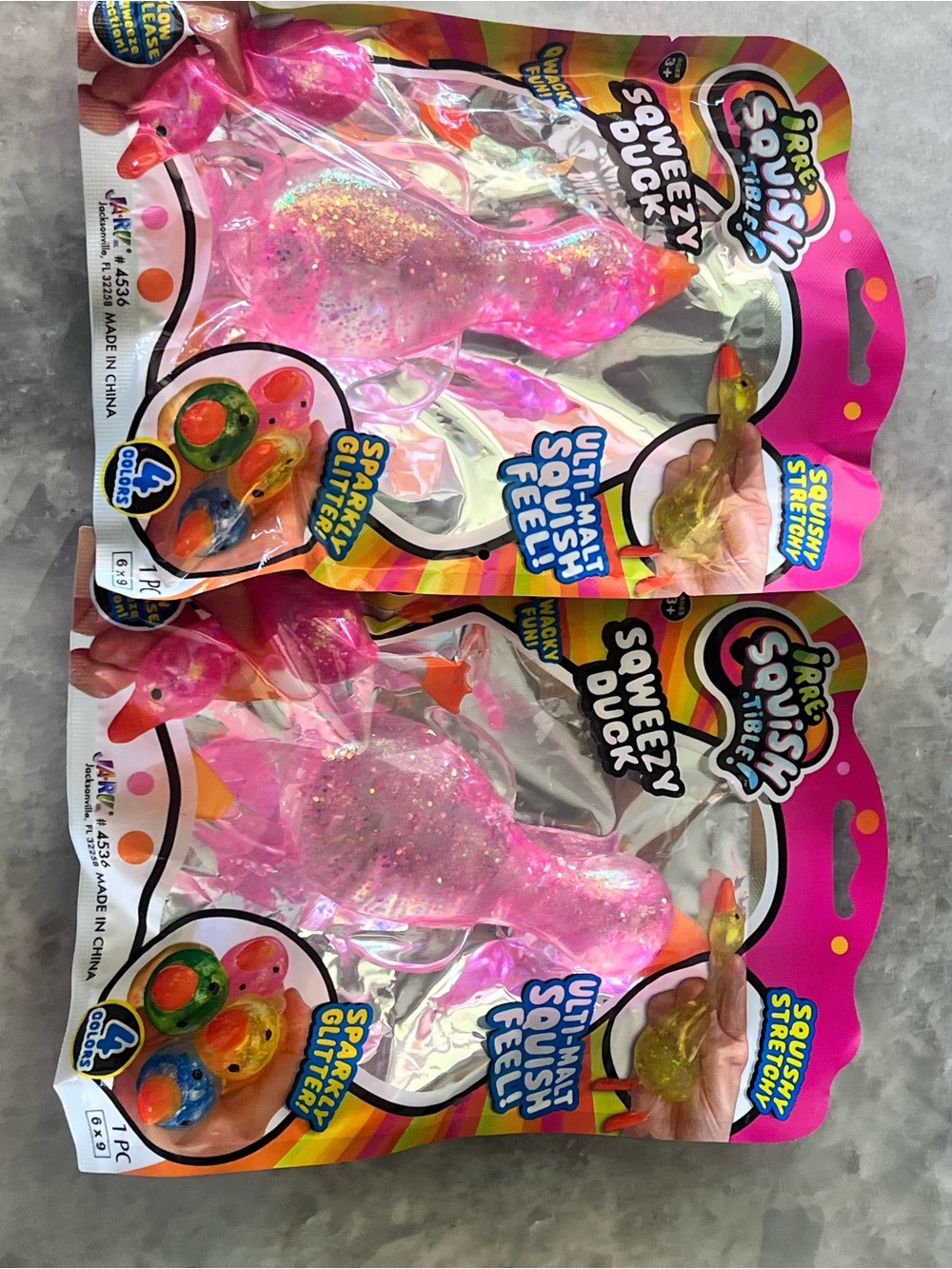 Ja-Ru Squeezy Duck Glitter Pink squishy